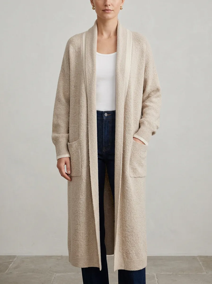 Women's Casual Ribbed Minimal Knit Cardigan