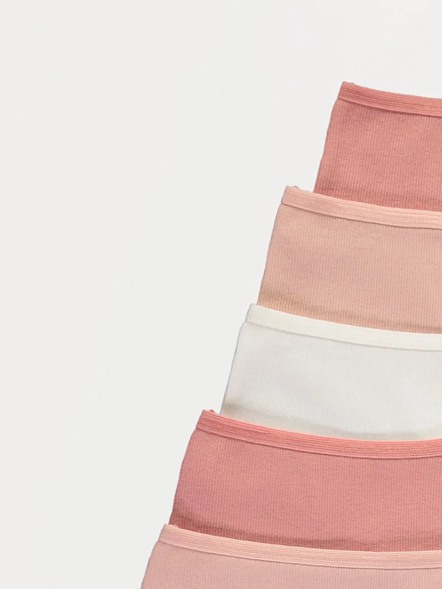 Pink Ribbed Short Briefs 7 Pack