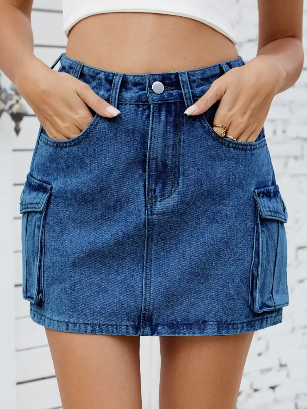 Denim Cargo Skirt