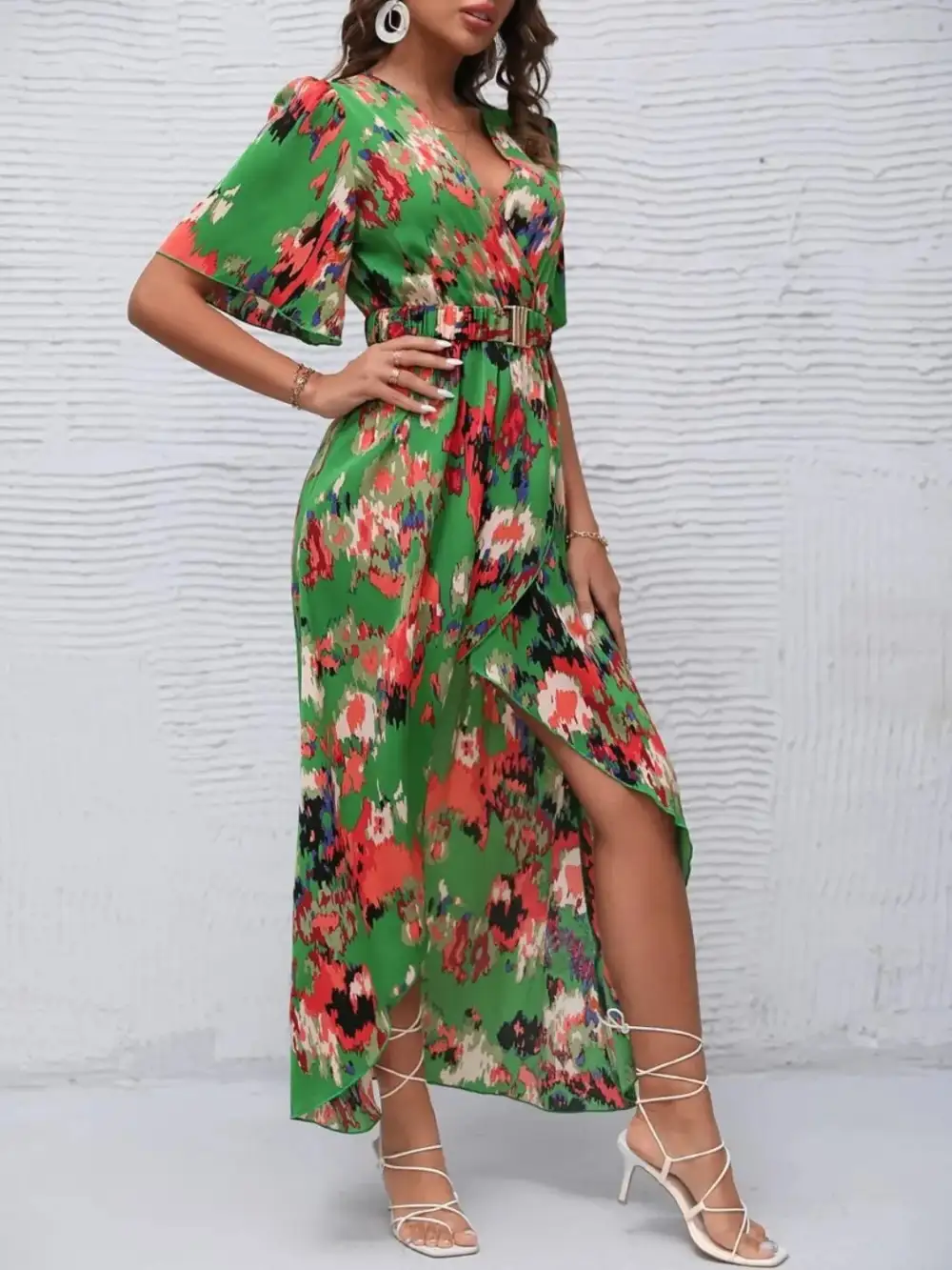 Surplice Neck Maxi Dress