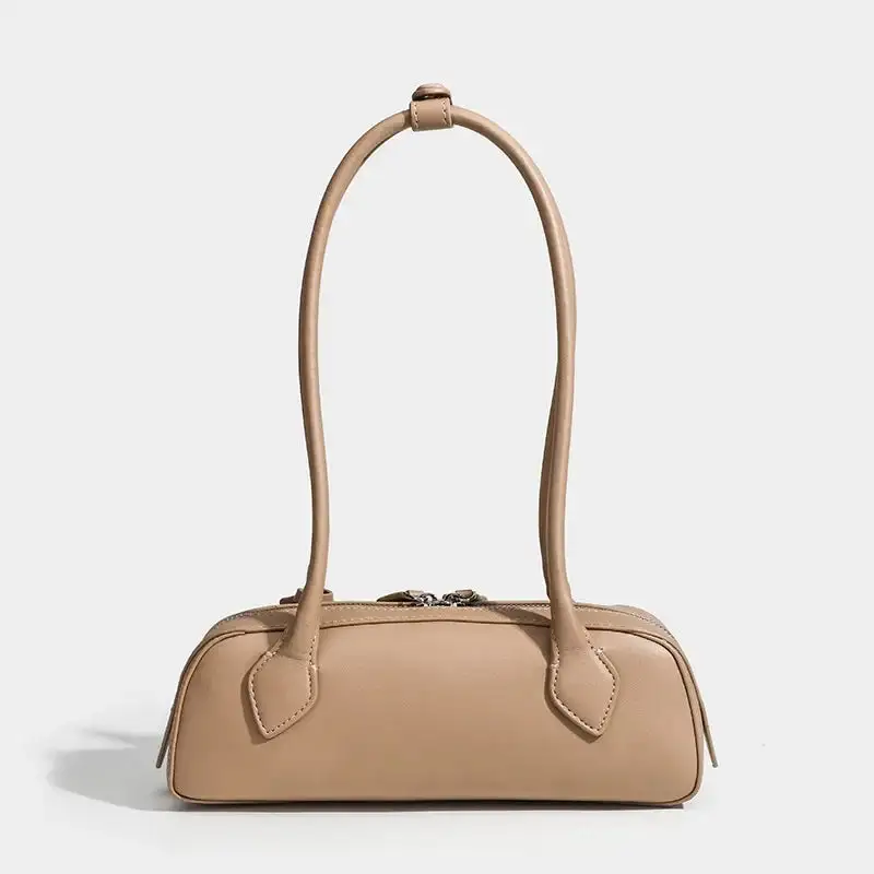 French Niche Sausage Bag – Retro Leather Underarm Crossbody