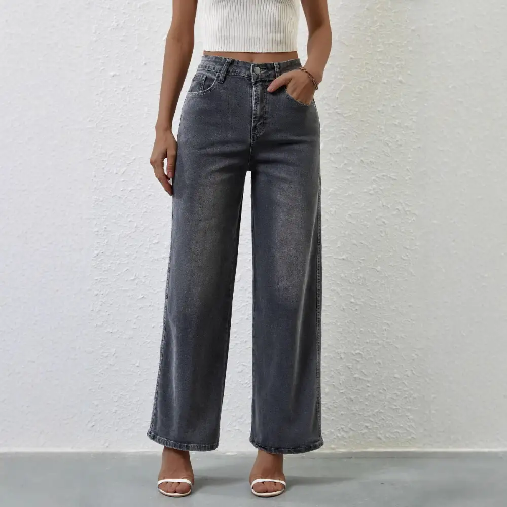 Women's High Waist Straight Leg Jeans