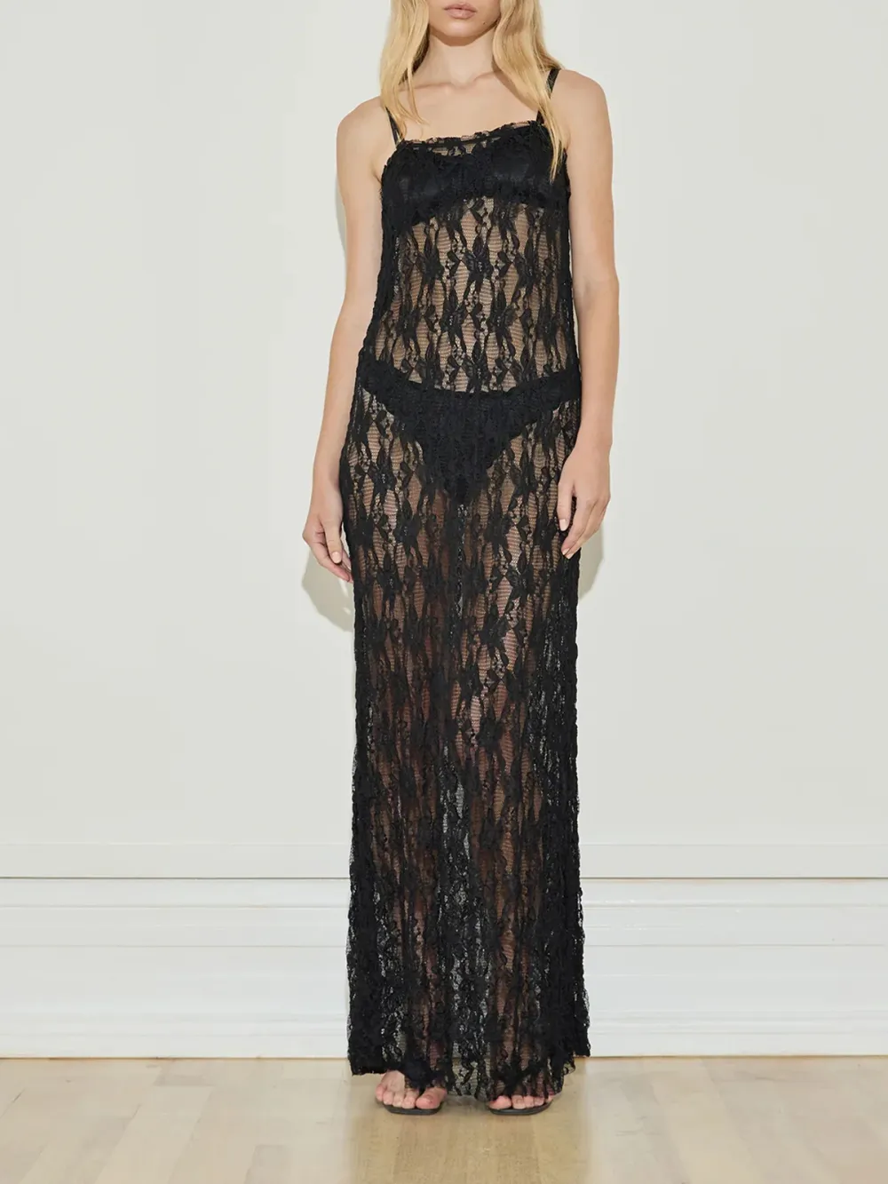 Adjustable Straps Maxi Dress Black