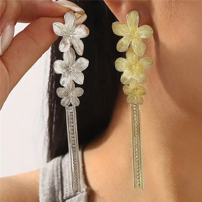 Floral Fringe Drop Earrings