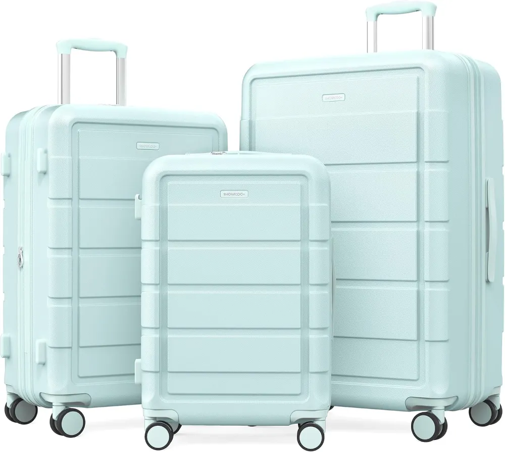 SHOWKOO G-Series Luggage set 3pcs, 100% PC Durable Hardshell Suitcase