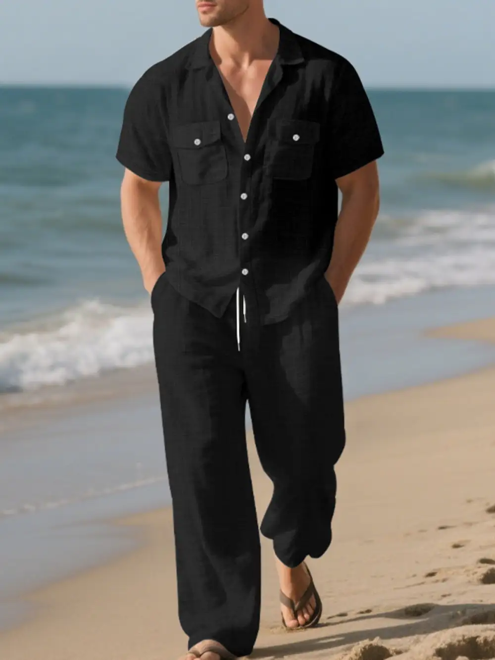 Men's Full Size Casual Button Up Shirt and Pants
