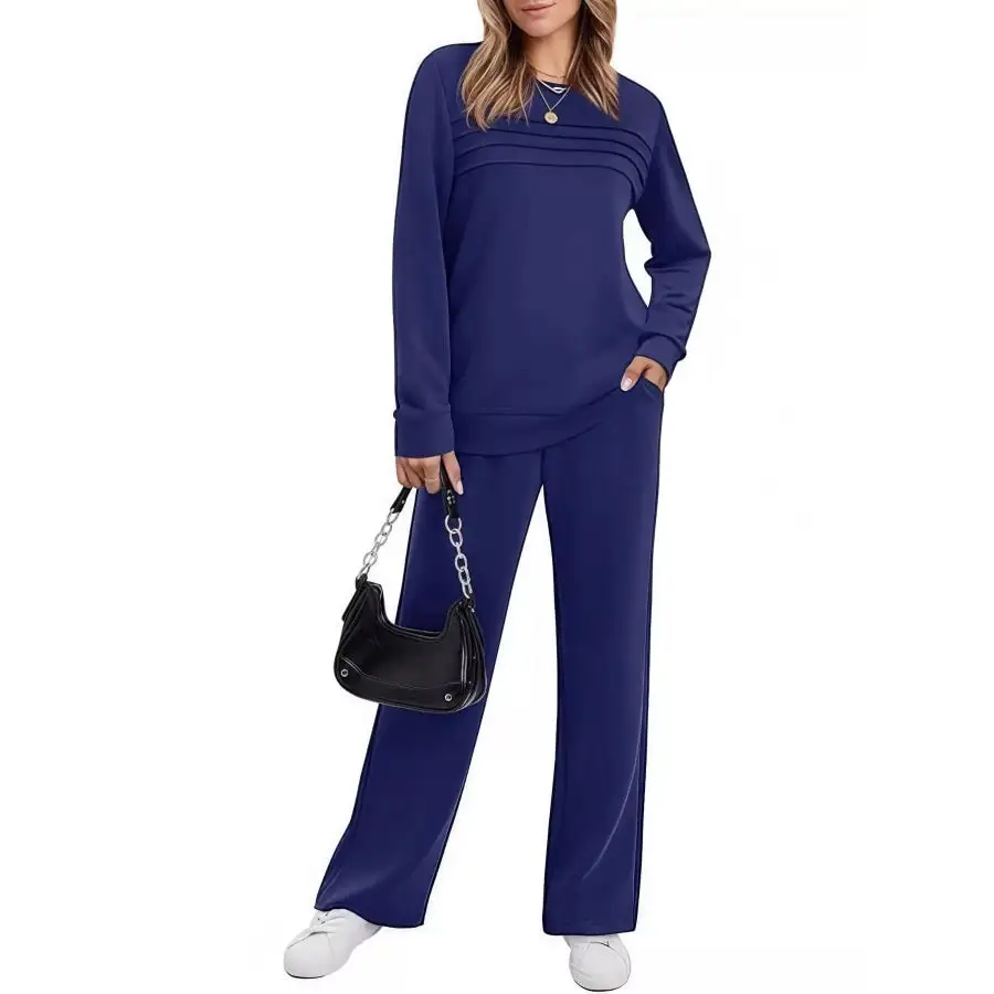 Full Size Casual Long Sleeve Top and Pants Set Plus Size