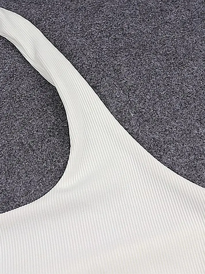 Halter U-Neck Ribbed Slim-Fit Tank Top