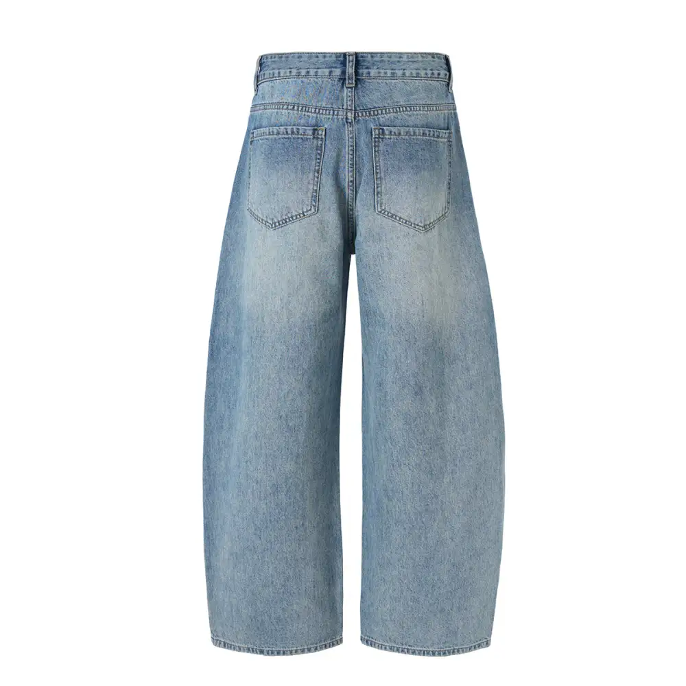 Wide Leg High Waist Washed Denim Jeans