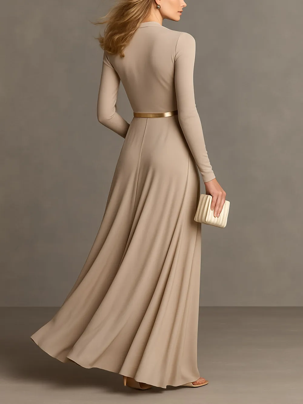 Pleated Wrap Maxi Dress