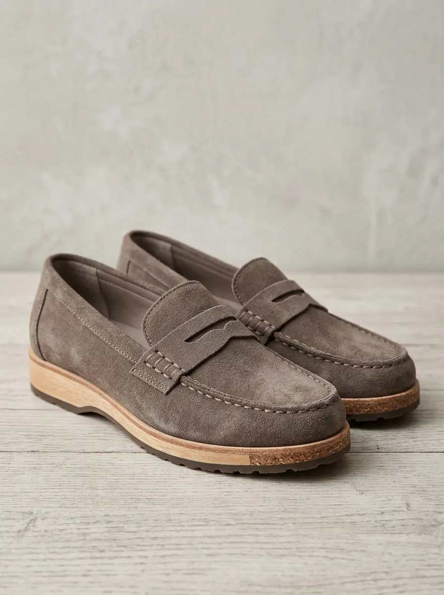 Women's Rugged Minimalist Suede Wood Sole Loafers
