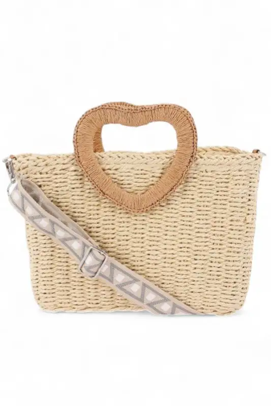 Straw Heart Tote Bag