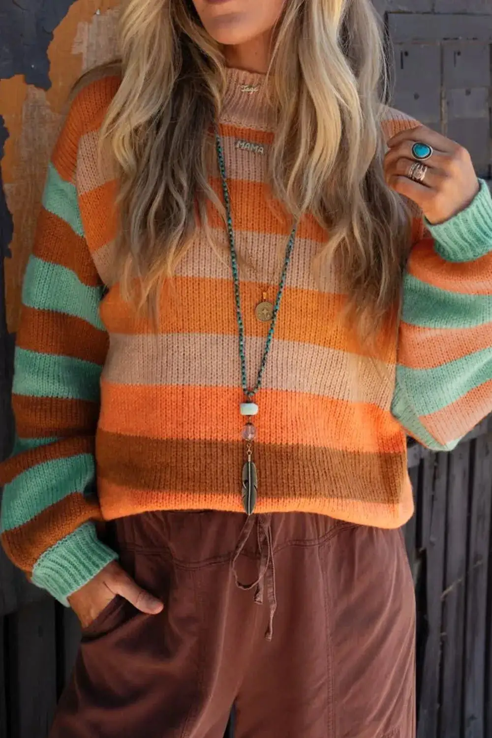 Modern Long Sleeve Striped Sweater