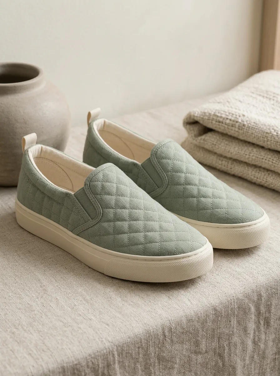 Women's Quilted Pattern Relaxed Slip-On Skate Shoes