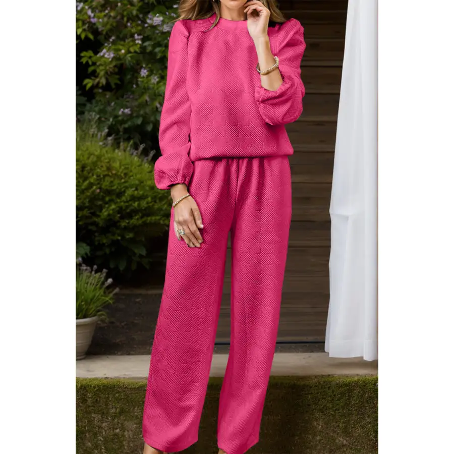 Sleeveless Round Neck Long Sleeve Top and Pants Set