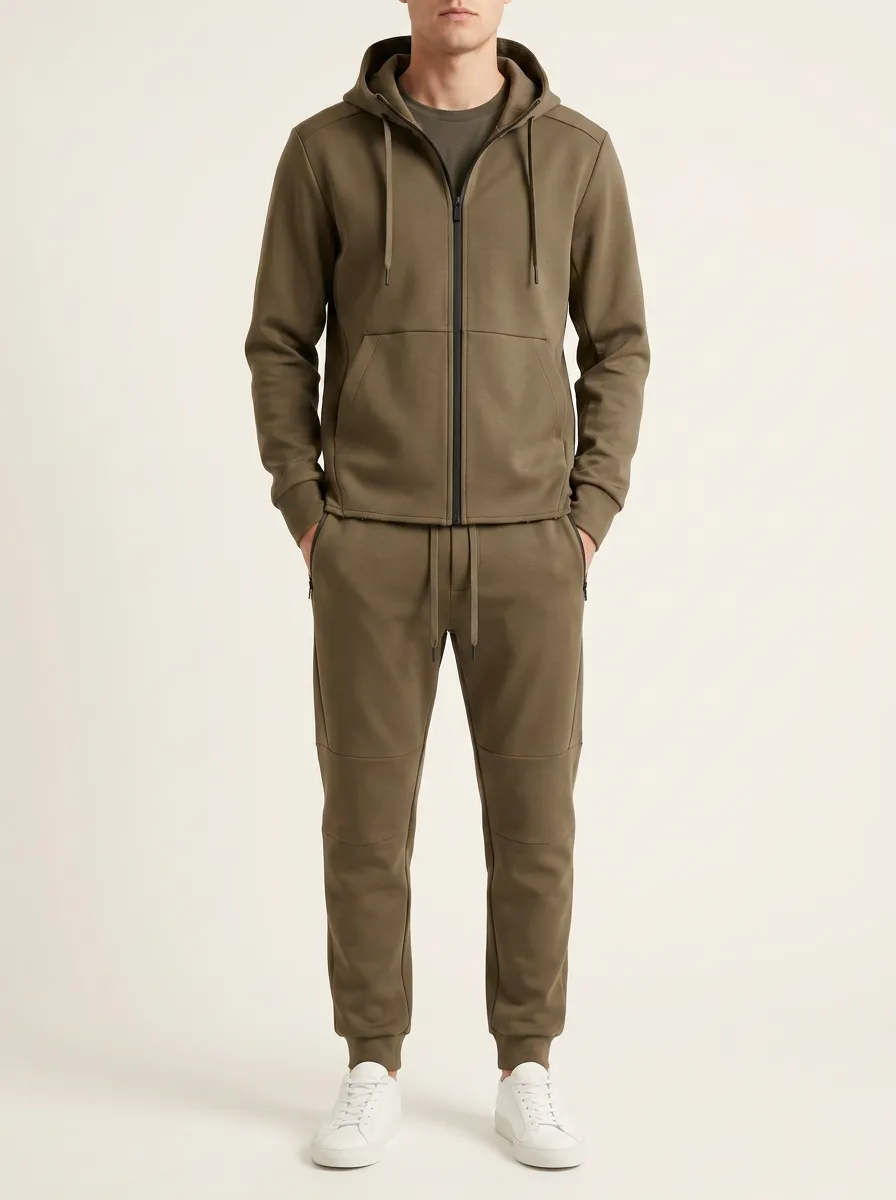Unisex Weekend Printed Hooded Zip Tracksuit Set