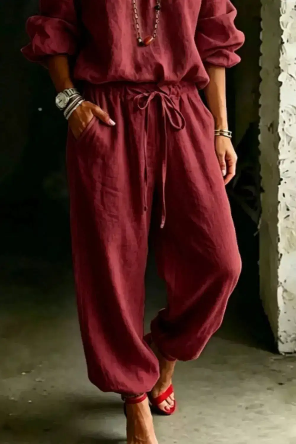 Full Size Off Shoulder Top and Pants Set Plus