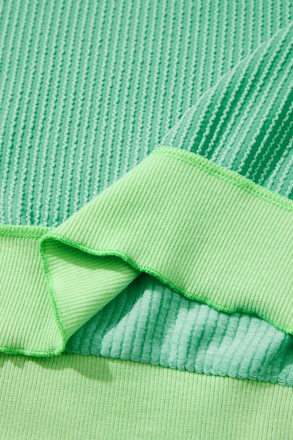 Bright Green Twisted Rib Uneven Top