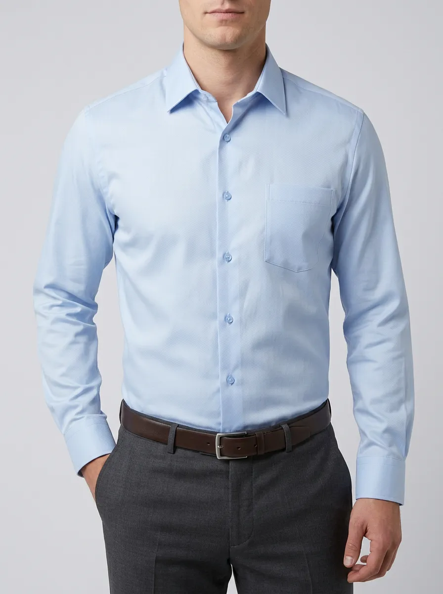 Men's Office Inspired Long-Sleeve Solid Dress Shirt
