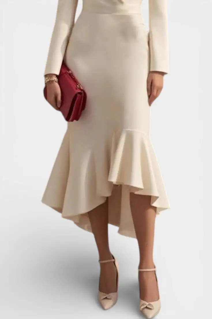 Tailored Ruffled Midi Dress