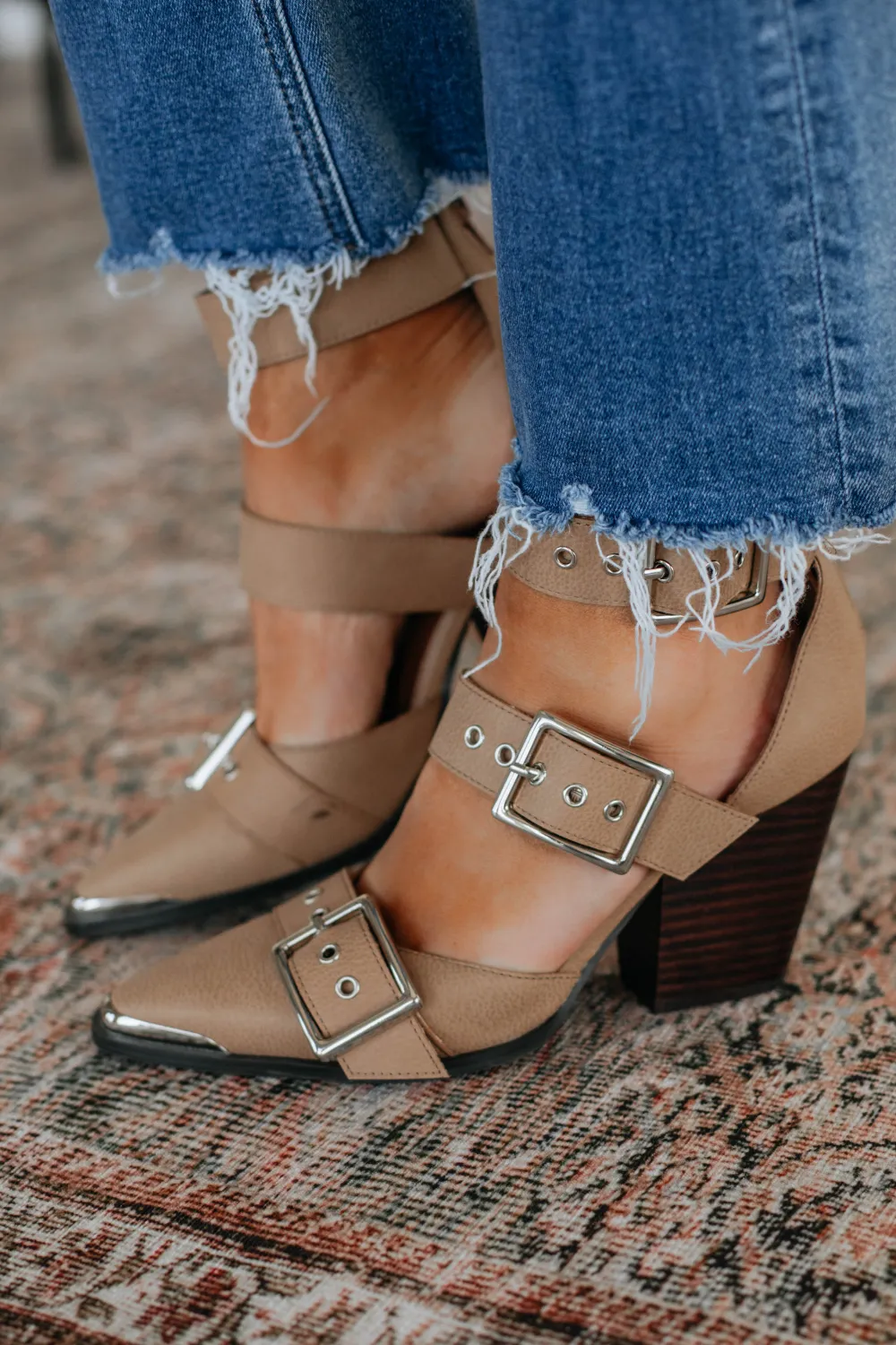 Modern Triple Buckle Pointed Toe Heels