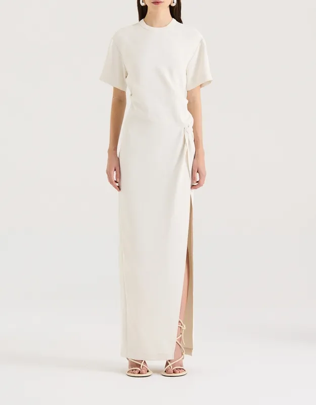 Cream Knot Detail Maxi Dress