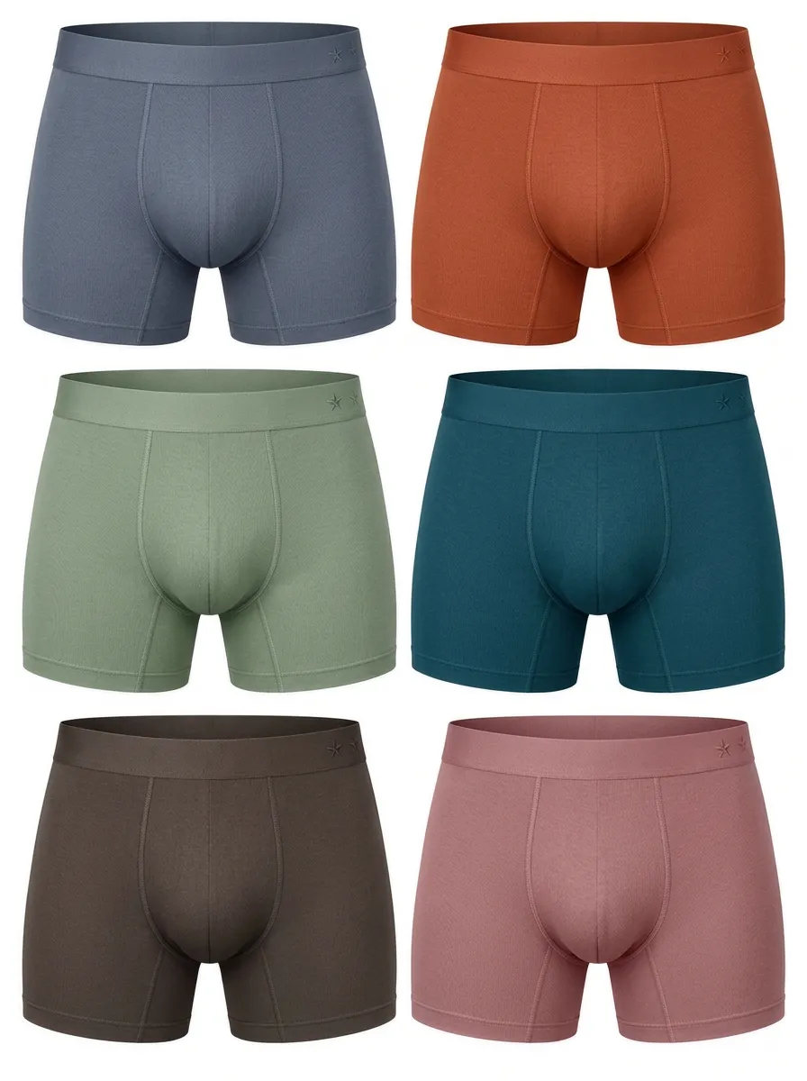 Men's Smooth Cotton Boxer Briefs with Solid Color Design — Easywear Multipack