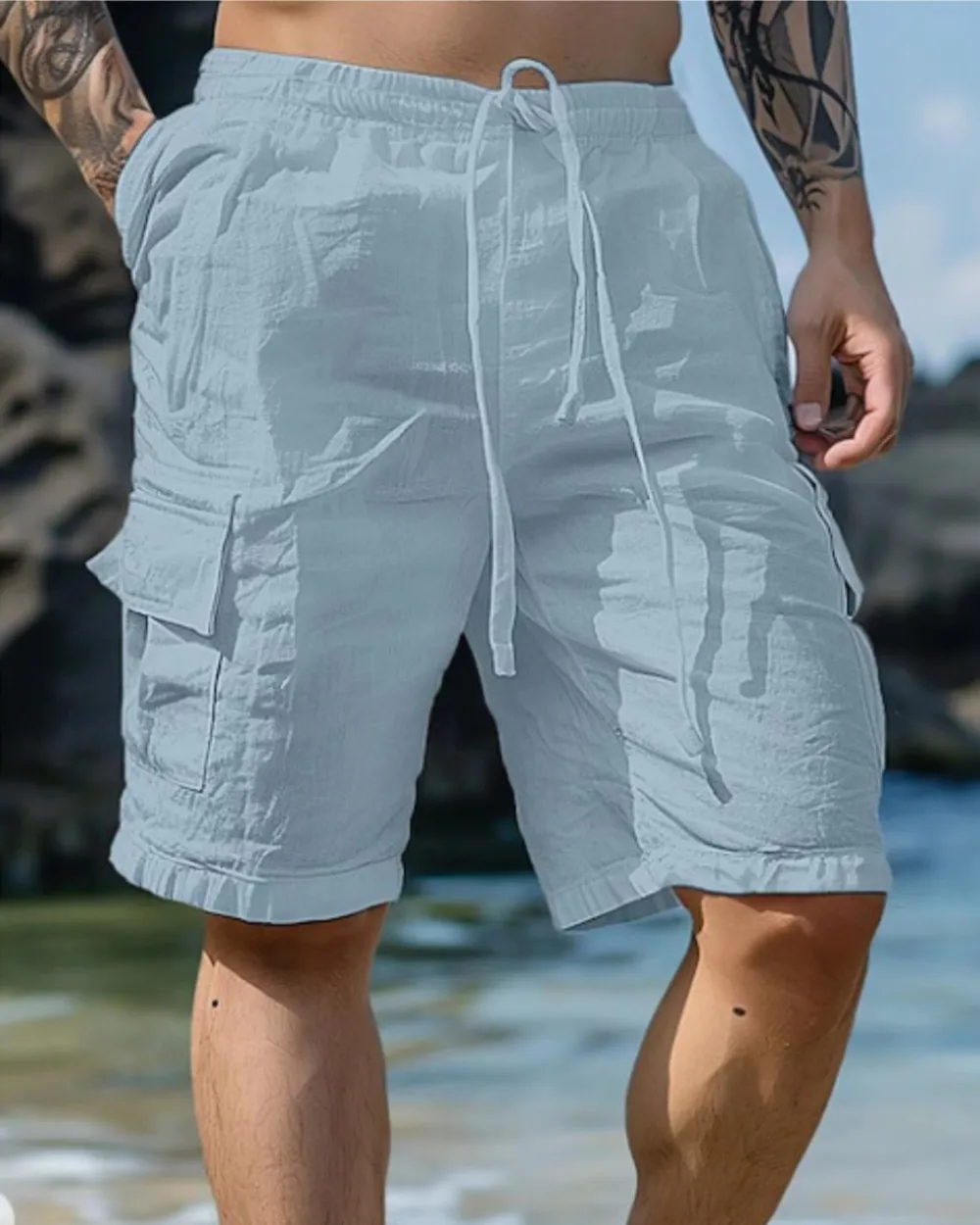 Cotton Linen Utility Shorts