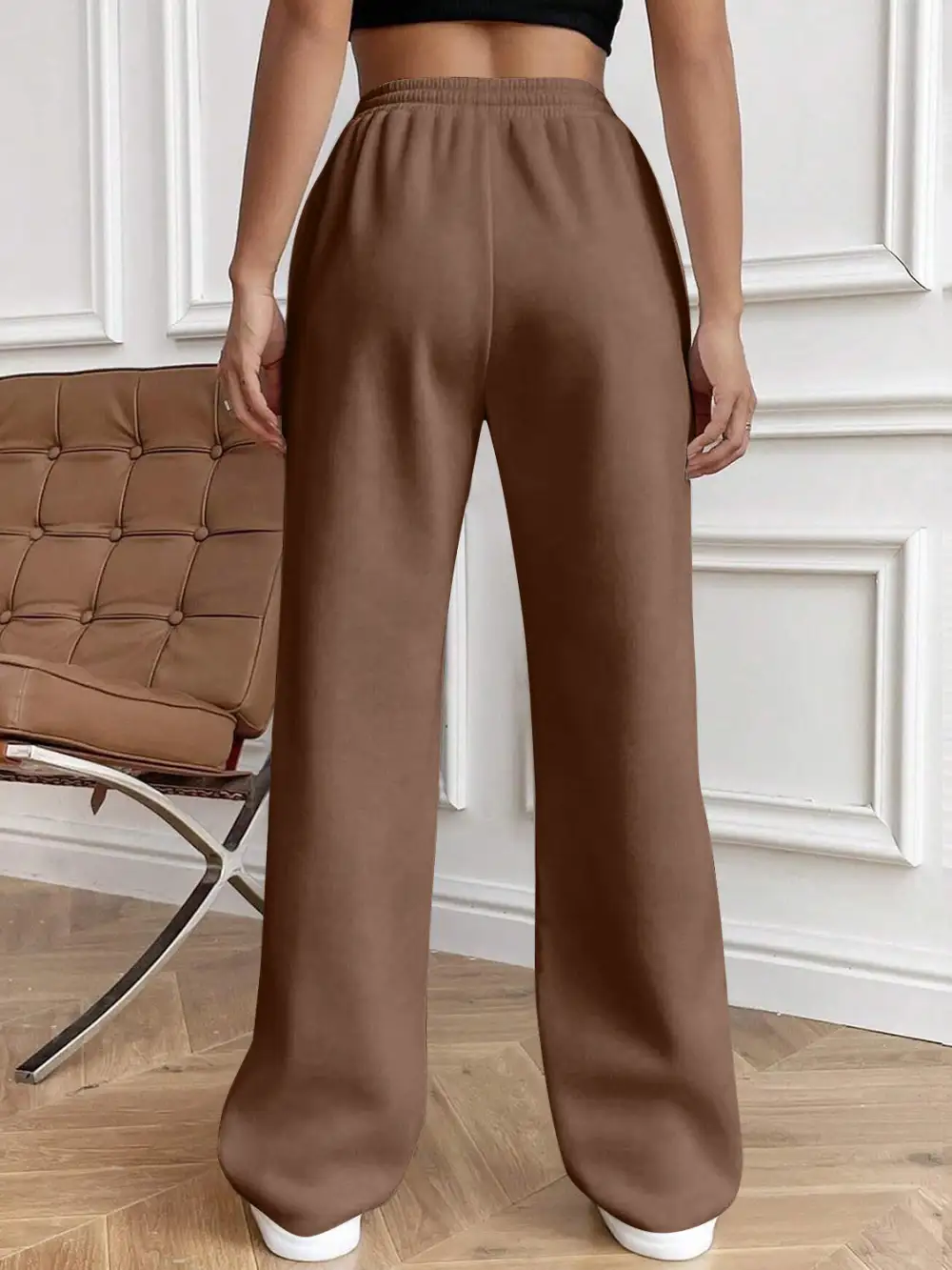 Drawstring Elastic Waist Pants With Pocket