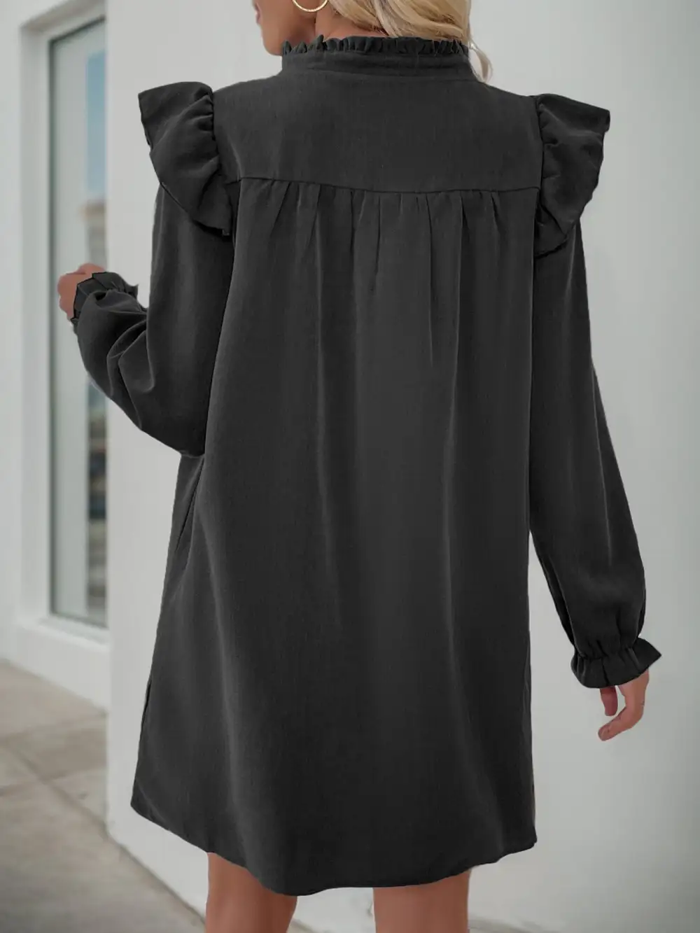 Catherine Cotton Blend Relaxed Ruffle Dress