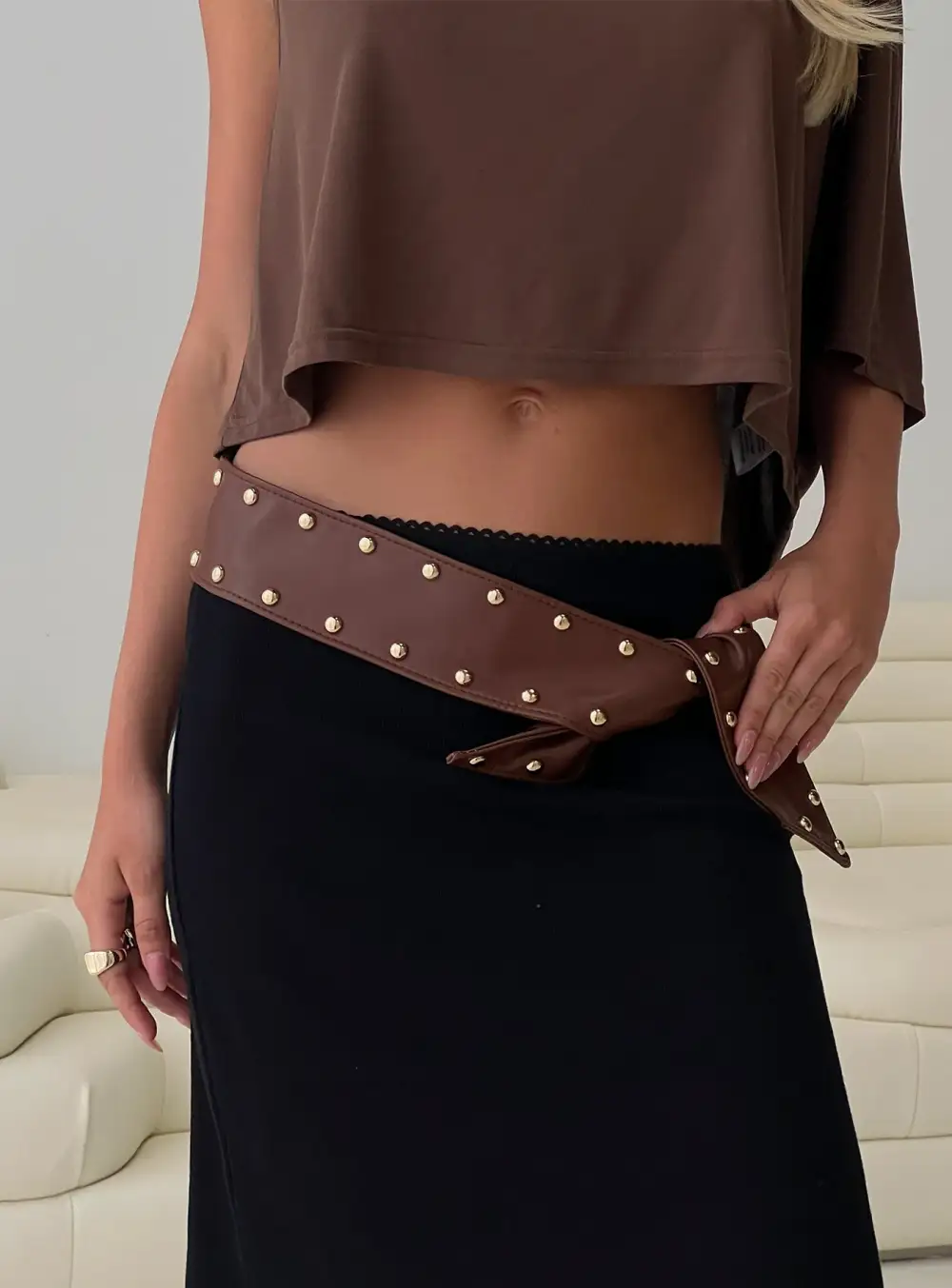 Easygoing Studded Faux Leather Belt