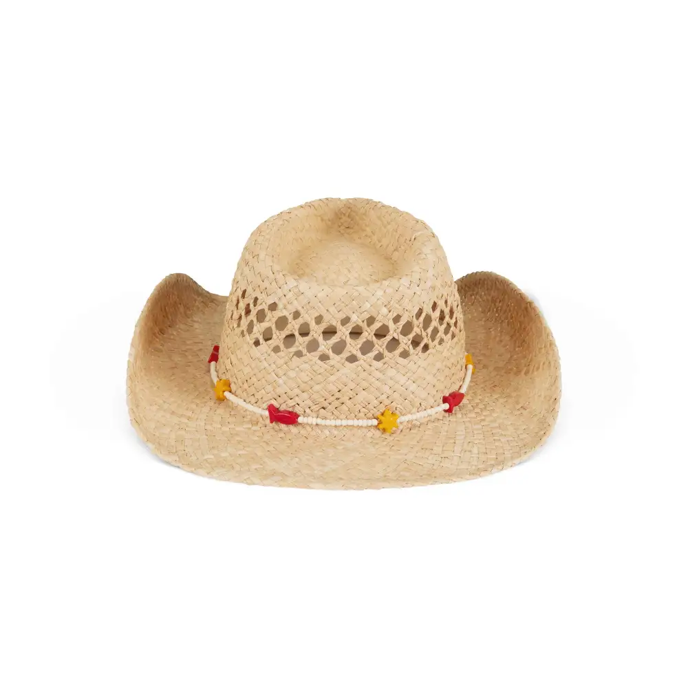 Fish Bead Raffia Cowboy Hat
