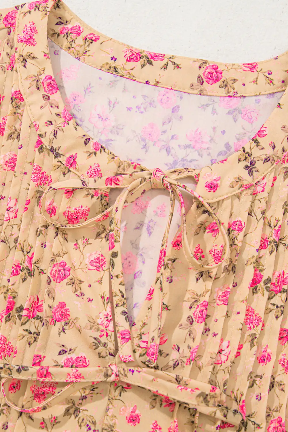 Floral Bow Detail Puff Sleeve Blouse