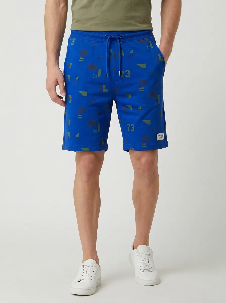 Men's Geometric Drawstring Printed Sweat Shorts
