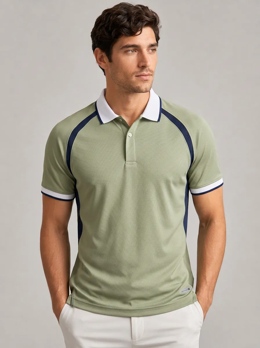 Men's Equestrian Lover Contrast Panel Printed Polo Shirt