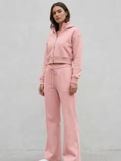 Women's Bold Minimal Cropped Hooded Jacket and Flare Pants Active Set