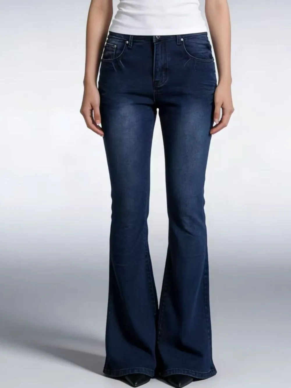 Vintage Wash High-Waisted Flare Jeans