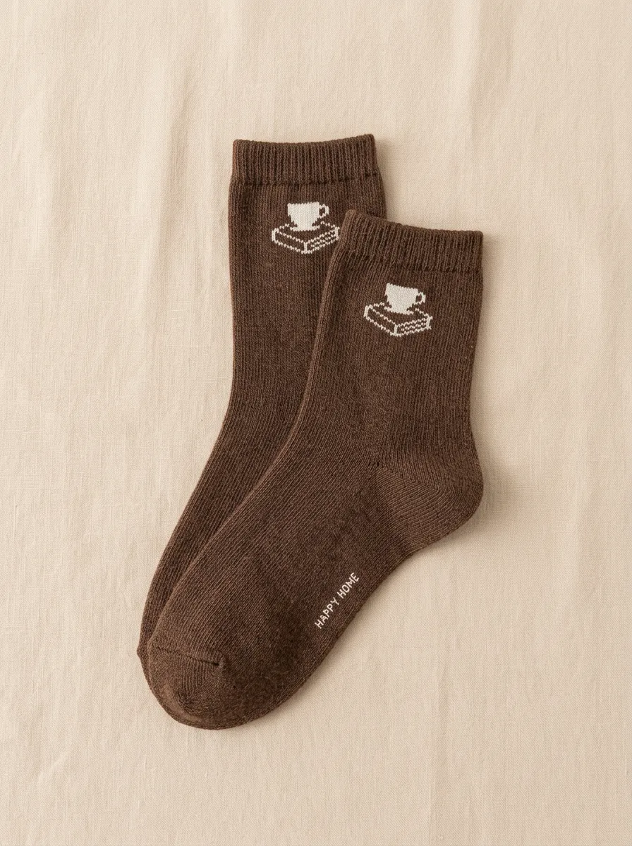 Modern Coffee-Motif Book-Motif Casual Socks