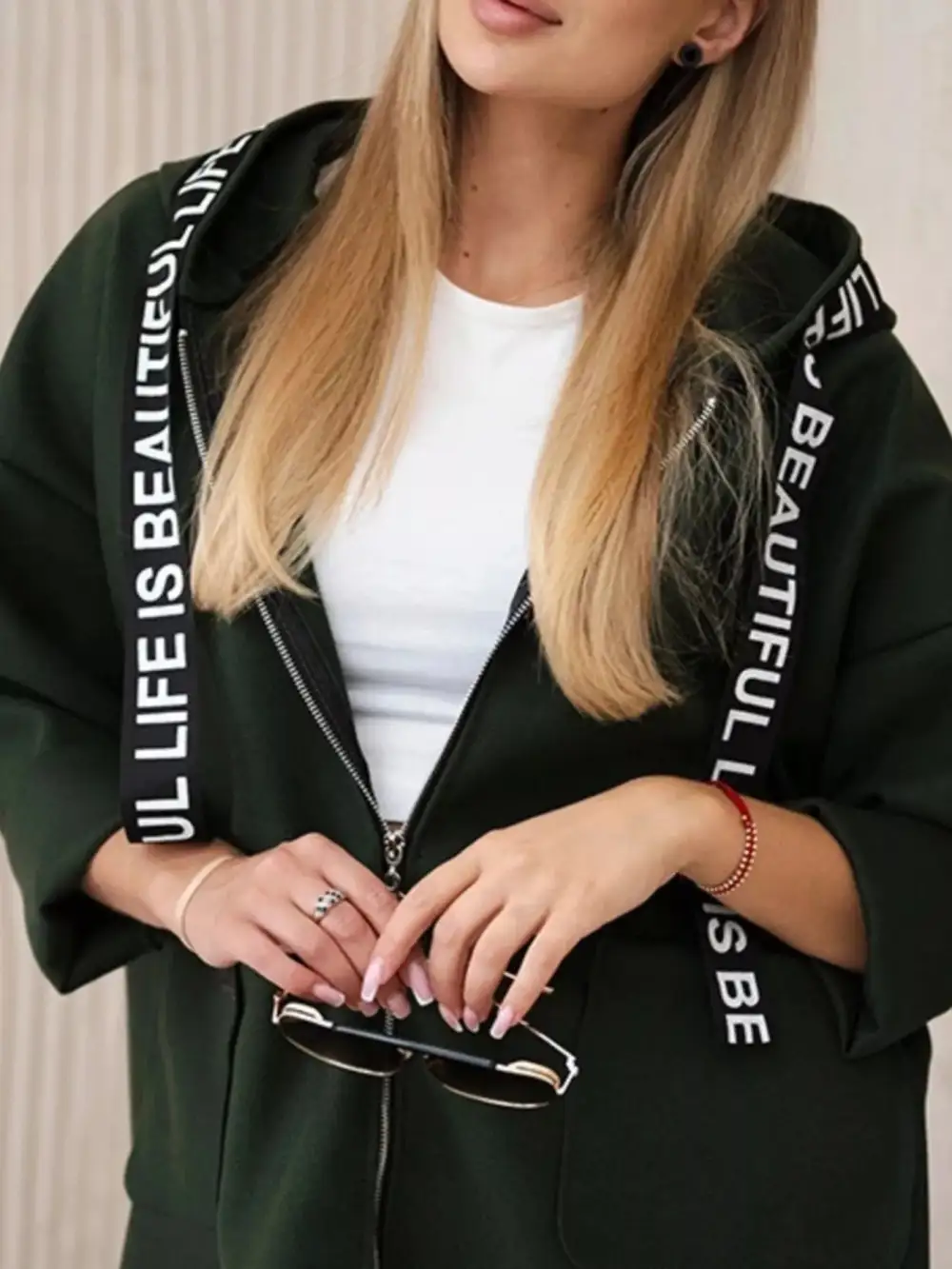 Full Size Hooded Zip-up Longline Outerwear Plus Size