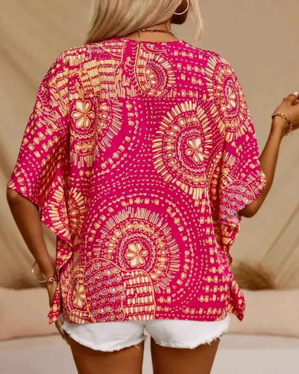 Soft Printed V Neck Blouse
