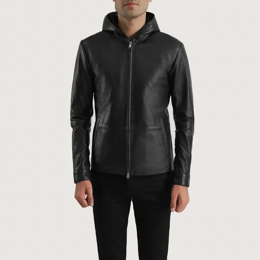 Men's Classic Hooded Leather Jacket