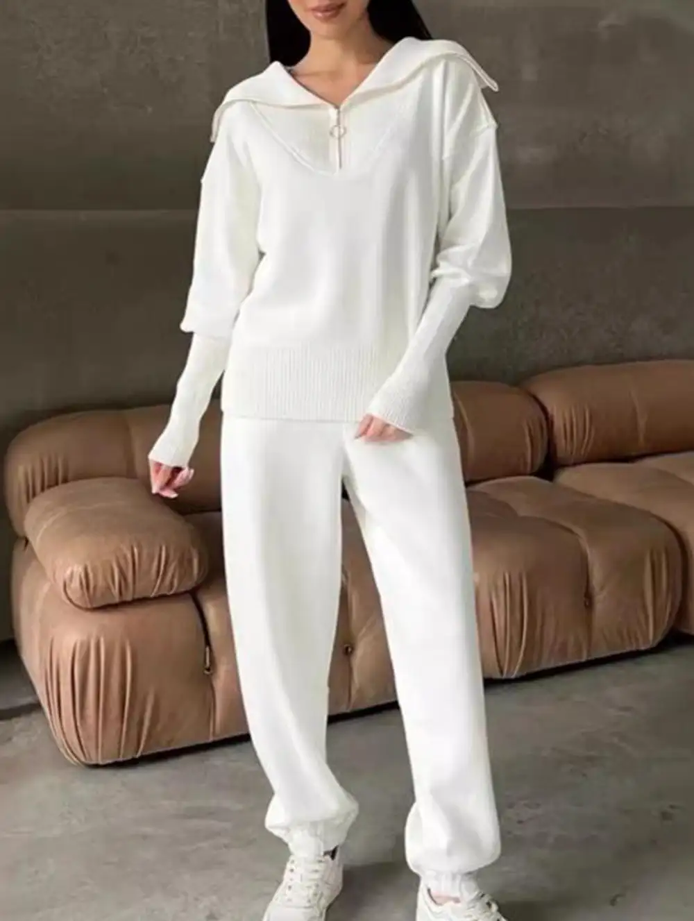 Zip-Up Hoodie Plus Size Two-Piece Set