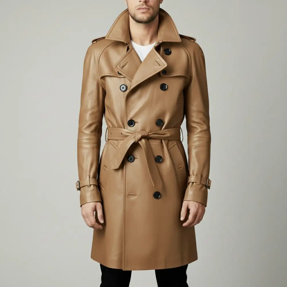 Classic Cowhide Belted Coat