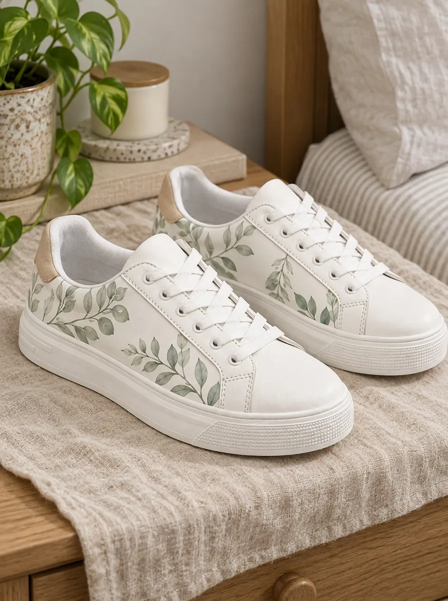 Women's Relaxed Botanical Nature Lover Leaves Skate Shoes