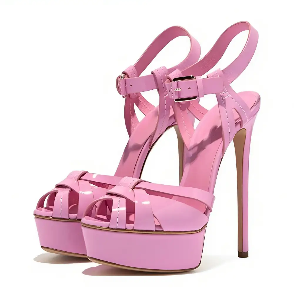 Peep Toe Platform Buckle Strap Sandals