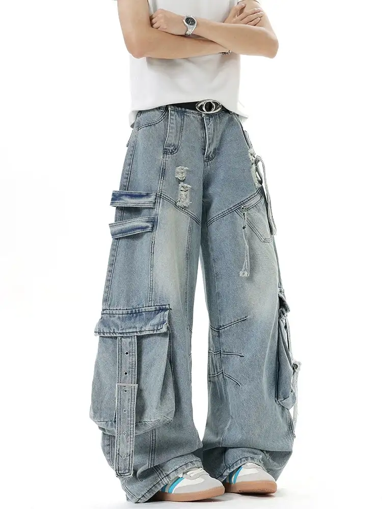 Distressed Harness Cargo Pants