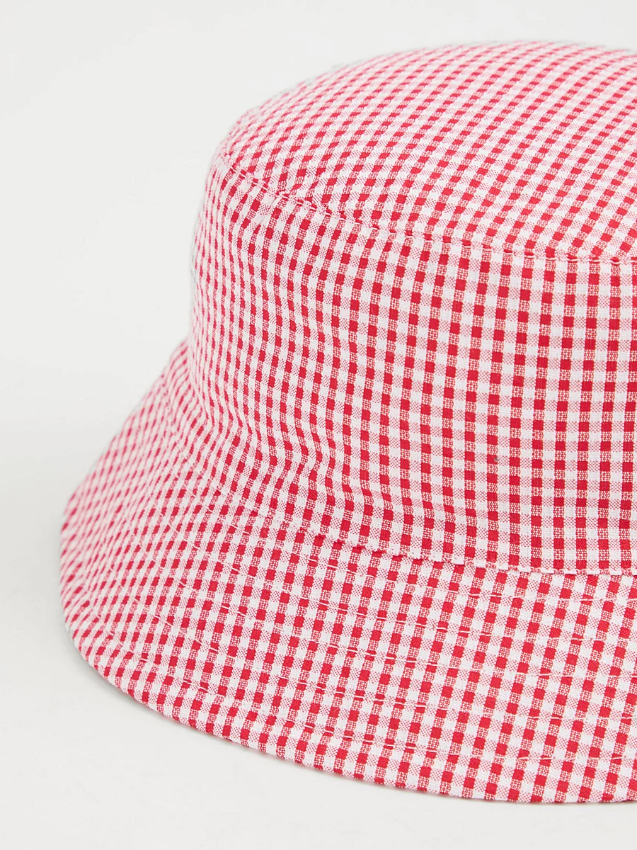 Red Gingham Bucket Hat and Scrunchie Set detail 1