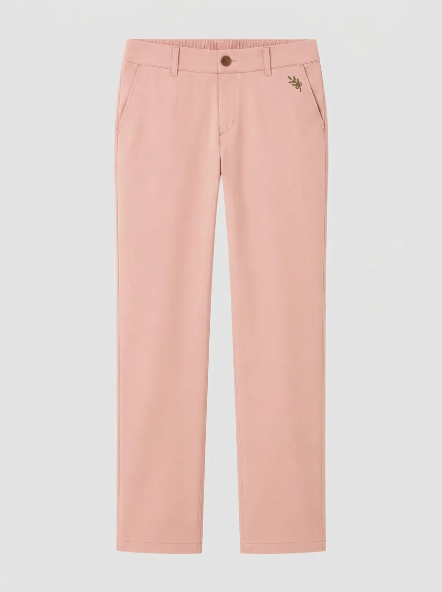 Women's Modern Comfort Olive Branch Embroidered Mid Rise Straight Leg Pants