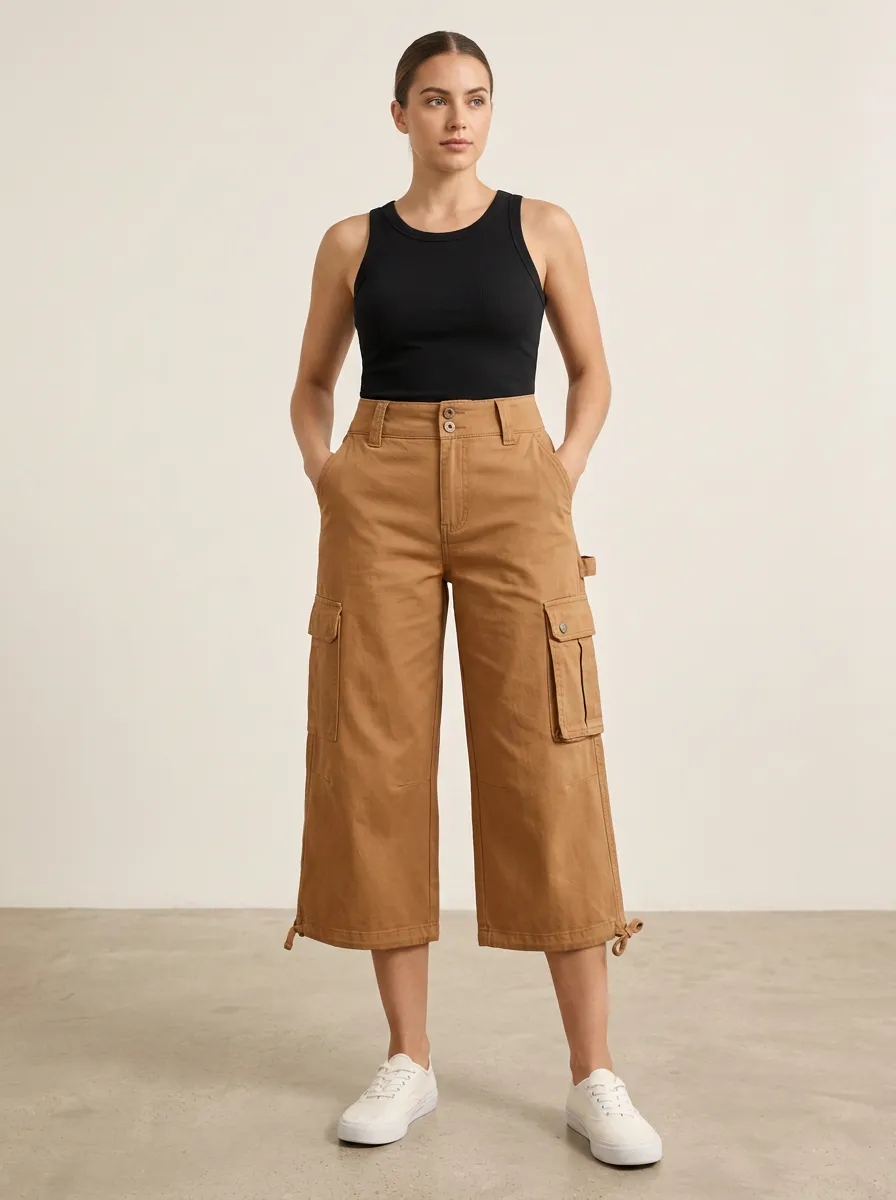 Women's Utility Modern Cargo Multi-Pocket Capri Pants