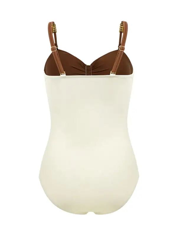 Blocked Pattern Wrap Skirt Swim Dress
